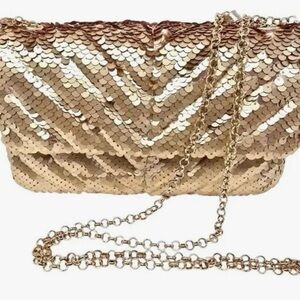 NWT Nicole Miller Gold Sequin Clutch